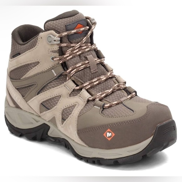 Merrell Women's Siren Mid Waterproof Alloy Toe Work Boots at-Brindle/Boulder 8 - Picture 1 of 9